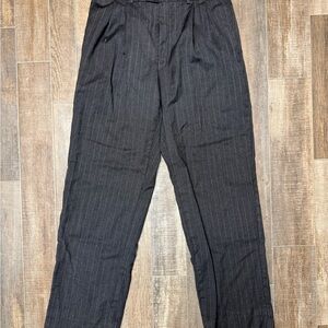 Vintage Lauren Ralph Lauren High-Waisted Gray Wool Pinstripe Tailored Trousers